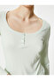 Buttoned Pajama Top Long Sleeve Round Neck Modal Blended - 5