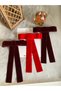 Double Bow-Tailed Children'S/Adult's Automatic Buckle of Red and Burgundy Velvet Ribbon. - 6