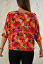 Women's Oversize Viscose Floral Bat Sleeve T-Shirt - 6