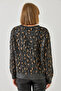 Women's Anthracite Crew Neck Patterned Knitwear Sweater 241191 60251991 - 3