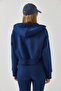 Women's Navy Blue Hooded Zippered Cardigan 60261021 - 7