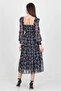 Women's Black Gipeli Square Neck Printed Chiffon Dress Dp100361 - 5