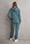 Pregnant and Maternity Bottom-Top Suit with Front Button Hood Corded Twist Fabric Pockets and Elastic Legs - 5
