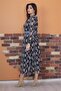 Women's Belted Collar Detailed Long Chiffon Dress Dpm0032 - 5