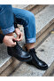 (Valess) Real Leather Lace-Up Zippered Orthopedic Rubber Sole Low Heel Boots - 3