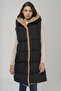 Hooded Double-Sided Fleece Detailed Inflatable Vest Black-Stone 8227 - 2
