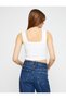 Crop Tank Top Thick Strap Square Collar - 4