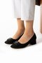 Black Women's Short Heeled Shoes with Accessories