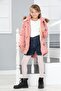 Girl's Waterproof Removable Hooded Plush Fur Lined Long Coat Coat - 3