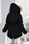 Girl's Waterproof Removable Hooded Plush Fur Lined Long Coat Coat - 4