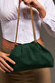 Green Suede Leather Knit Detailed Chain Shoulder Bag