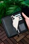 Leather Wallet with Phone Compartment Portfolio Card Holder Black Wallet with 6 Card Capacity Cash Money Compartment - 3