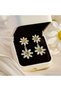Stoned Gold Colored Daisy Design Stylish Engagement Henna Wedding Wedding Evening Dress Earrings