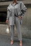 Women's Shoulder Ruffle Detail Shirt Pantalon Pocket Two-Piece Set - 2
