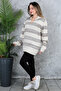 Women's Knitting Special Strip, Polo Collar Sweater - 2