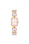 Women's Wristwatch Pink Stone Gold -Heart Baguette Bracelet Combination Set Ps3837 - 2