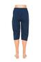Navy Blue Colored Elastic Men's Linen Capri - 3