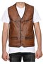 Tan Color Classic and Sports Model Leather Vest - 7