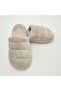 Horizontal Stitched Fluffy Women's Slippers Cream Color - 8