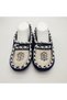 Double Color Knitted Stitched Floral Print Women's Booties Blue Color - 7