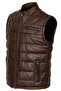 Inflatable Sports Men's Leather Vest Dark Brown Combination
