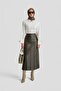 Leather Skirt with Trok Piping 24K1720 Khaki - 2