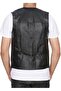 Sports Cut Black Leather Vest with Belt on the Back - 8