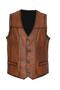 Tan Color Punto Stitching Detailed Sports Leather Vest - 7