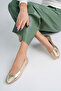 Genuine Leather Gold Women's Leather Ballerinas Dp58-4096
