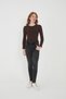 Women's 100% Cotton 3-Piece Crew Neck Long Sleeve Ribbed Blouse Set - 3
