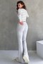 Fishing Neck Sharted Long Sleeve Striped Crop Body Spanish Leg Leggings Suit - 8