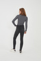 Women's 100% Cotton 3-Piece Crew Neck Long Sleeve Ribbed Blouse Set - 4