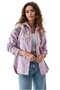 Women's Lilac Daisy Embroidered Stamp Sleeve Folded Thick Shirt Jacket - 3