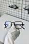 Freemason Black Square Rectangle Bone Clear Women Men Unisex Blue Screen Goggle Eyewear - 6