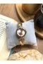 Pink Gold Women's Wristwatch with Round Cord Design Detail and Little Stones Inside - 4