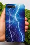 Apple iPhone 8 Plus Compatible Hd+ Printed Blue Lightning Pattern Silicone Case