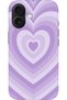 Apple iPhone 16 Compatible Hd+ Printed Lilac Heart Patterned Silicone Case