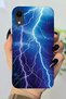 جراب سيليكون متوافق مع هاتف Apple iPhone XR مطبوع عليه نمط Lightning Blue Lightning HD+