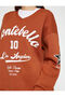College Printed Sweatshirt Oversize with Fleece Inside - 5