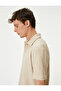 Polo Neck T-Shirt Buttoned Textured Cotton Short Sleeve