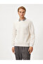 Basic Sweatshirt Polo Neck Label Print Detailed Ribbed Raised - 3