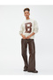 Crew Neck Sweatshirt Letter Printed Long Sleeve Ribbed - 2