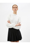 Balloon Sleeve Blouse with Frilly Collar and Elastic Viscose Sleeves
