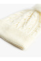 Knitted Beanie Pon Pon Textured Folded - 3