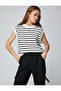Women's Ecru Striped Vest - 2