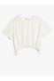 Cotton Oversize T-Shirt - Short Sleeve, Crew Neck, Polka Dot and Bow
