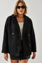 Women's Black Medium Length Boucle Jacket 2603 60351265 - 4