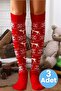 Women's New Year's Themed Snowflake Patterned Knee High Socks Set of 3