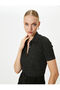 Polo Neck Sweater Knitwear Glitter Short Sleeve Buttoned - 2