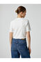 Scallop Detailed T-Shirt Double Fabric Short Sleeve Round Neck - 4